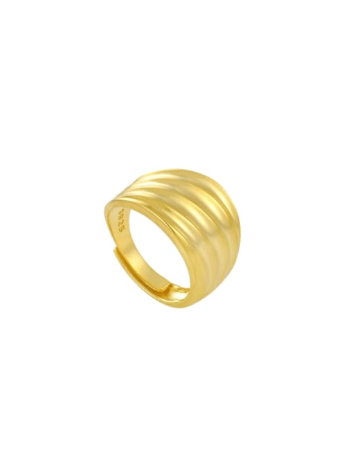 18K gold [size 15 adjustable] 925 Sterling Silver Irregular Vintage Band Ring